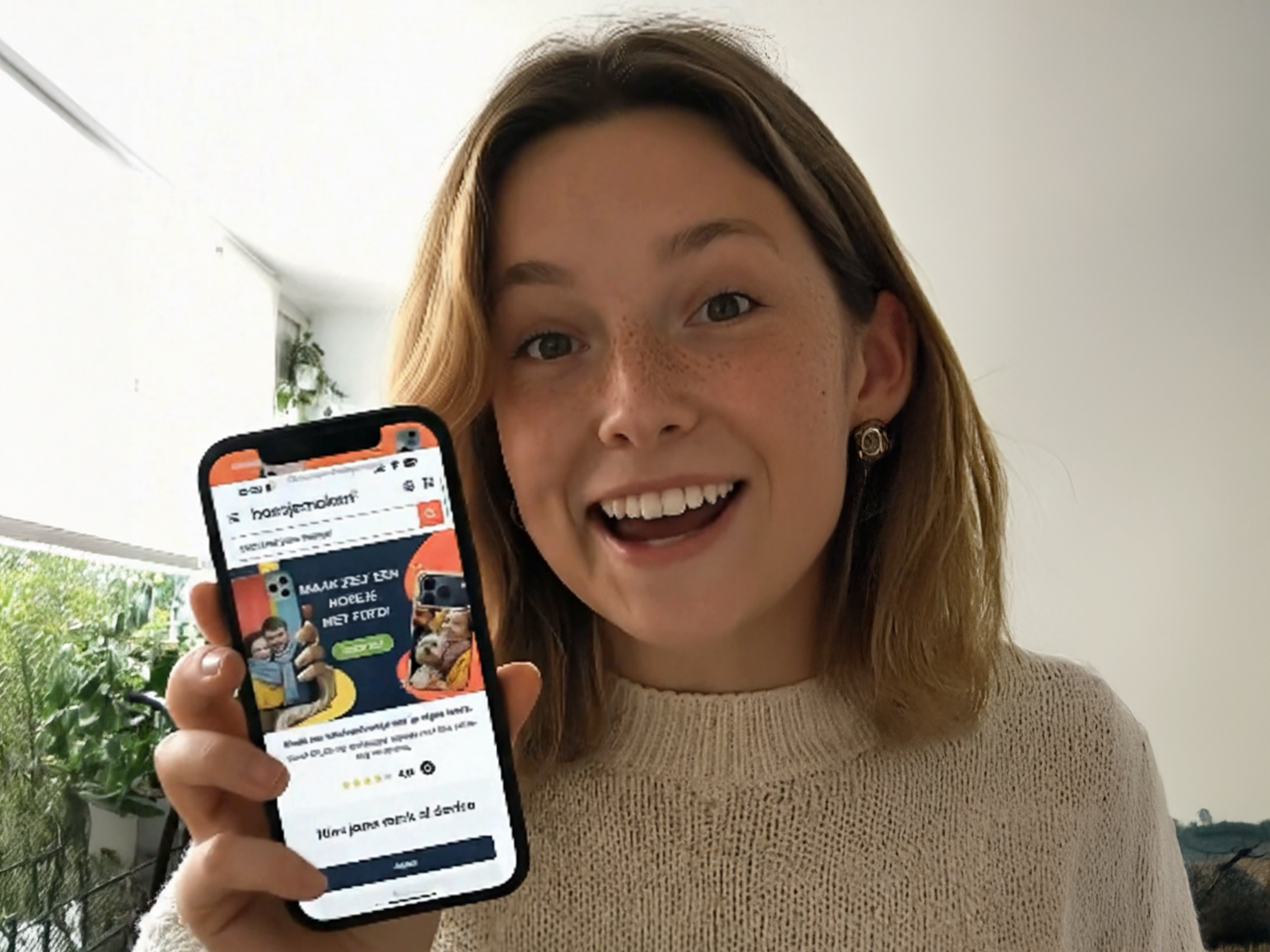 Cliente feliz con funda personalizada