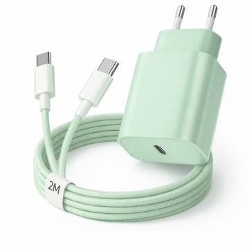 Cargador - Cargador Rápido USB-C 20W - Verde menta